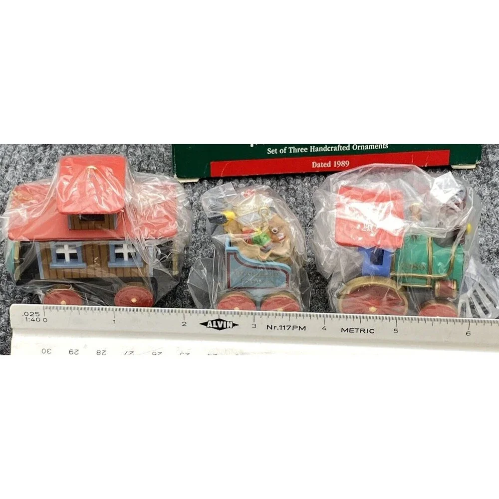 Lot of 2 Vintage 1989 Hallmark Keepsake The Ornament Express Train Toy Sets NIB